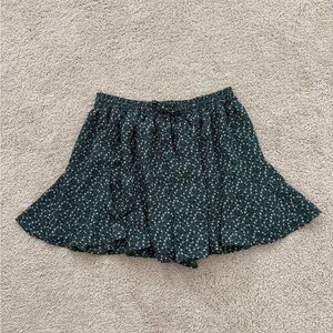 Paper Crane Green Skirt with Floral Accents